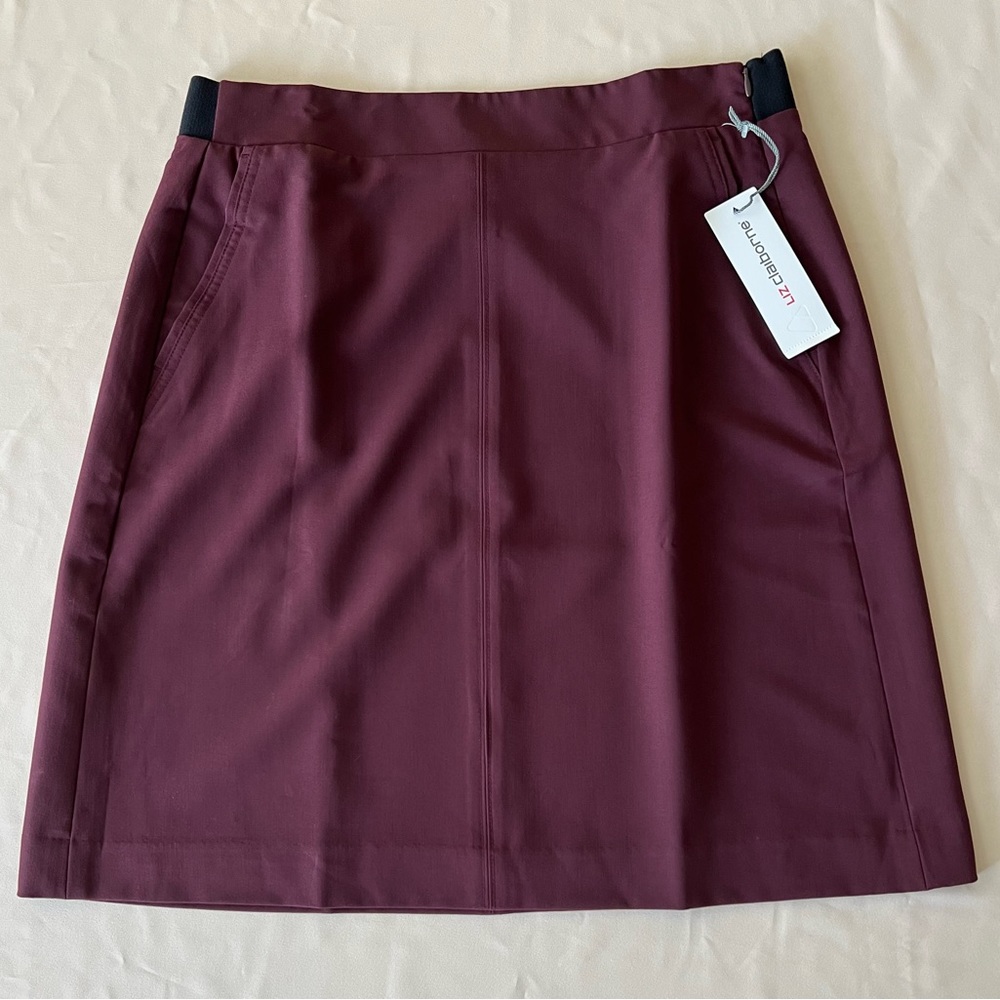 Liz Claiborne Business A-Line Skirt NWT Size 8 Pockets Winetasting Burgundy